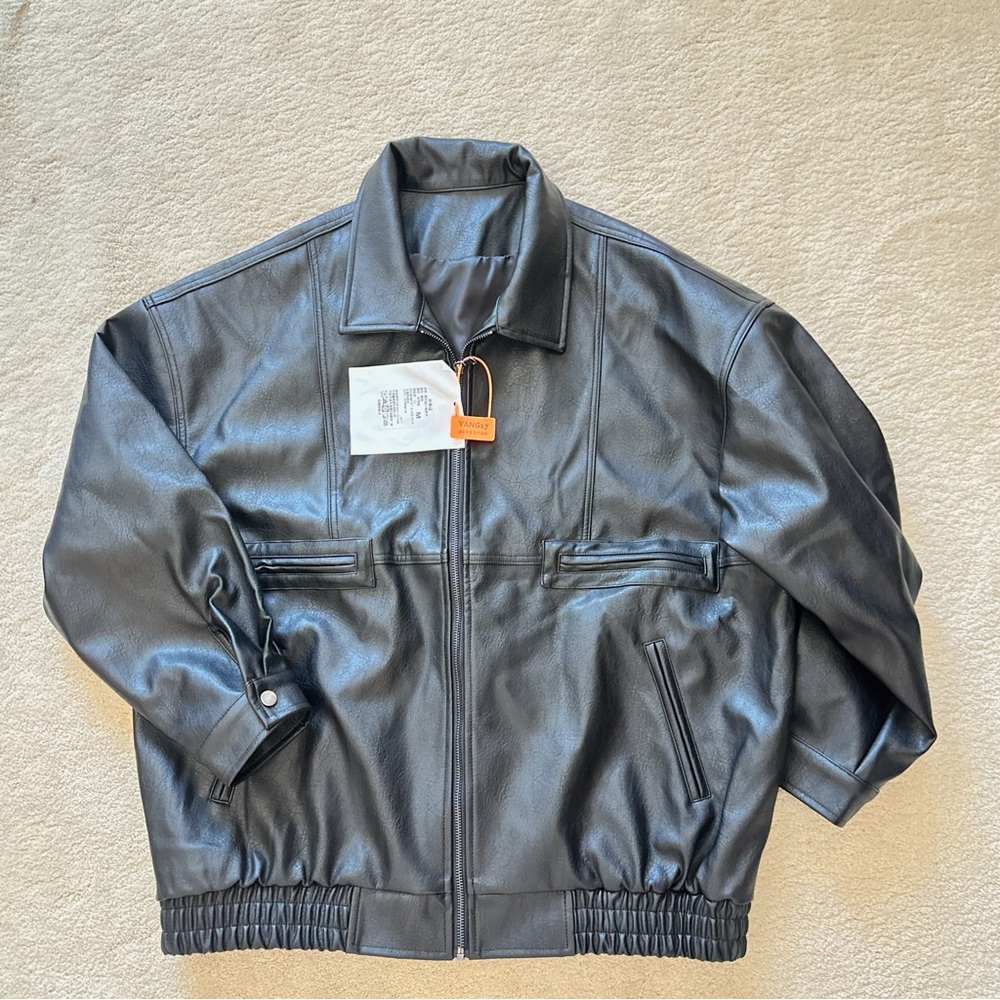 💥Last One💥 Oversized Faux Leather Jacket Vintage Biker Style Trendy Streetwear